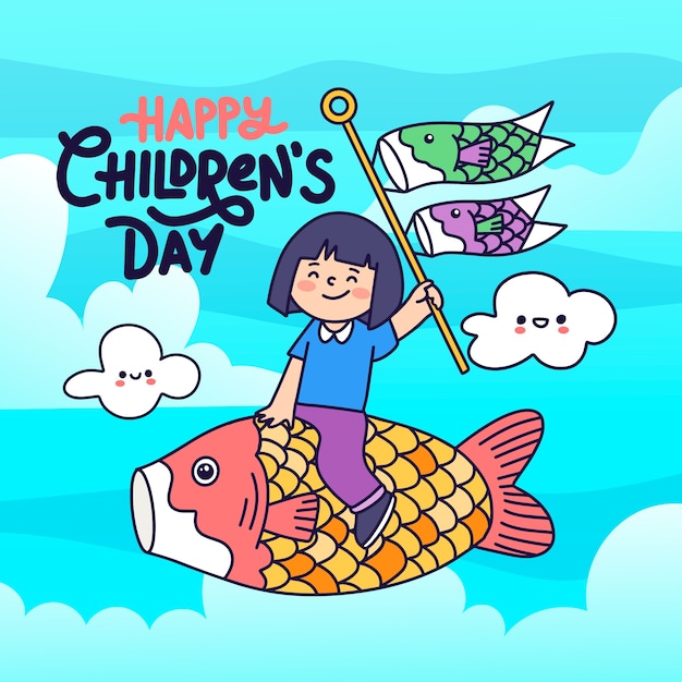 Free vector hand drawn childrens day illustration