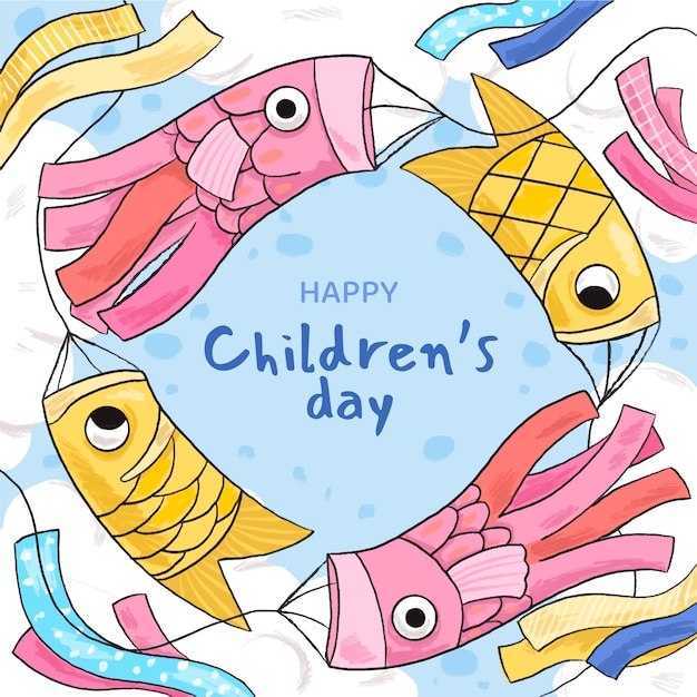 Hand drawn childrens day illustration