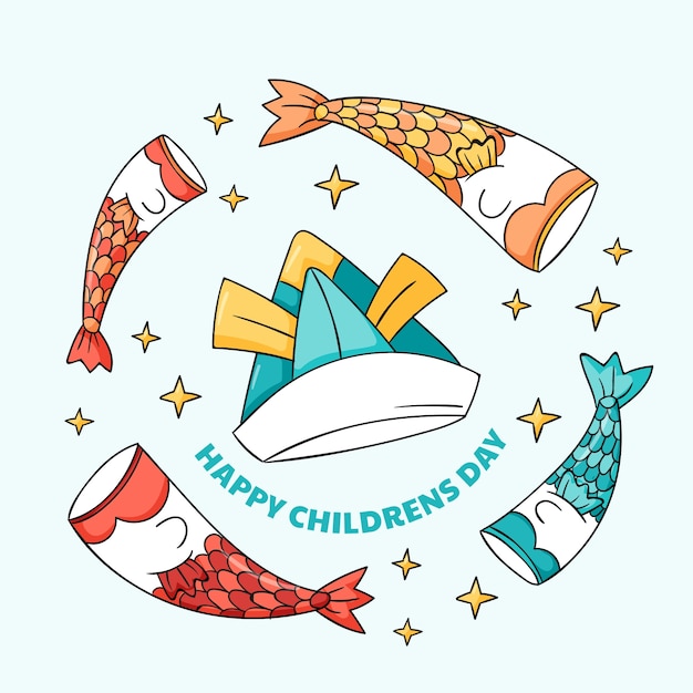 Hand drawn childrens day illustration