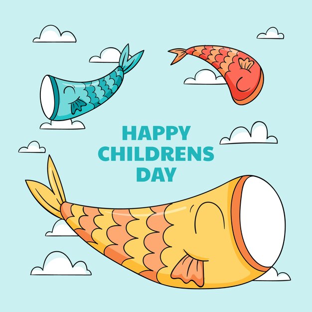 Hand drawn childrens day illustration