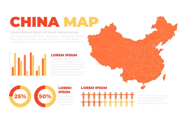Нарисованная рукой карта китая инфографики