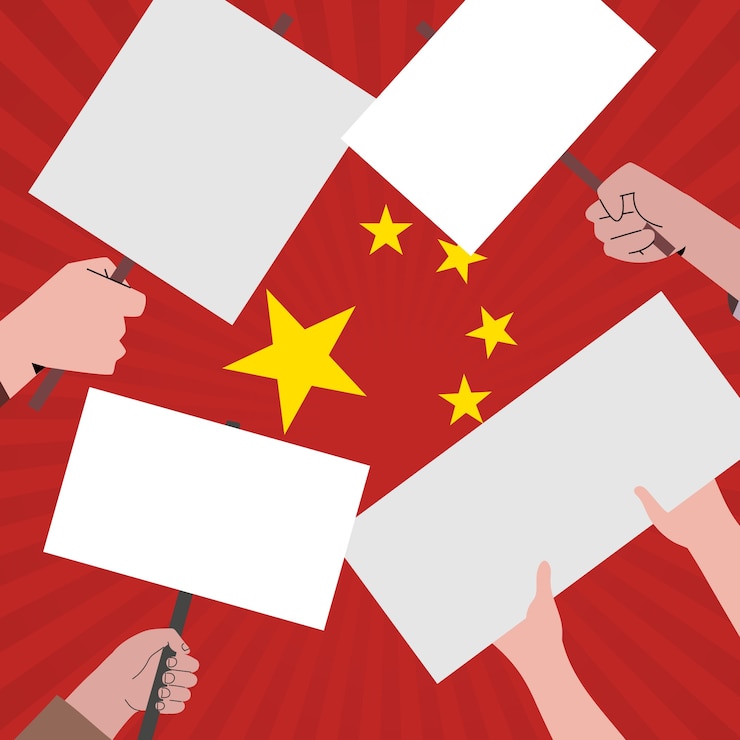 Free Vector hand drawn china protests illustration