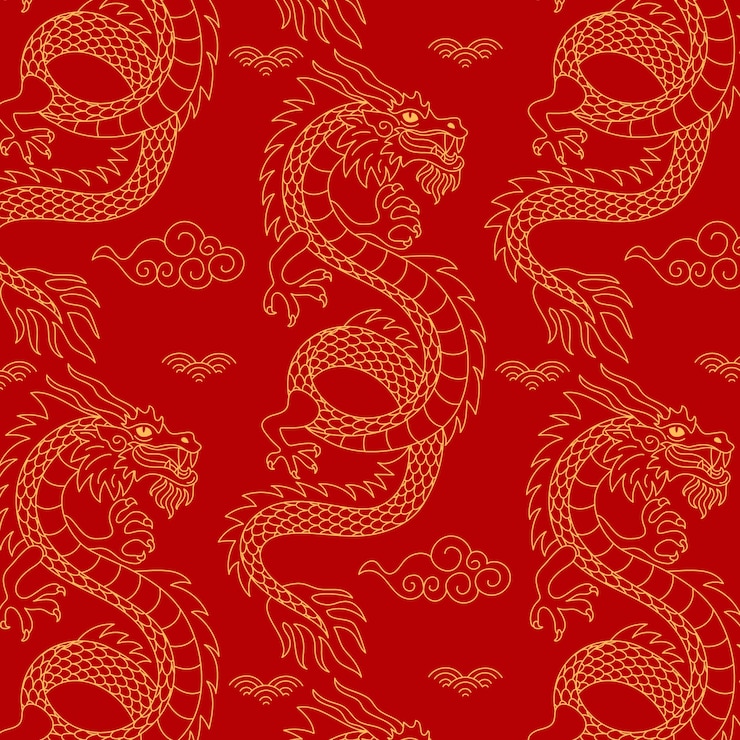 Free Vector hand drawn chinese dragon pattern design