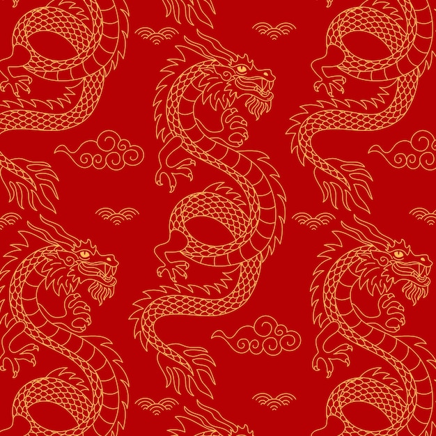 Hand drawn chinese dragon pattern design