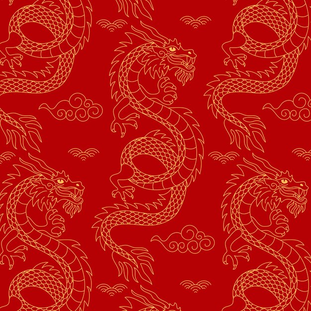 Hand drawn chinese dragon pattern design