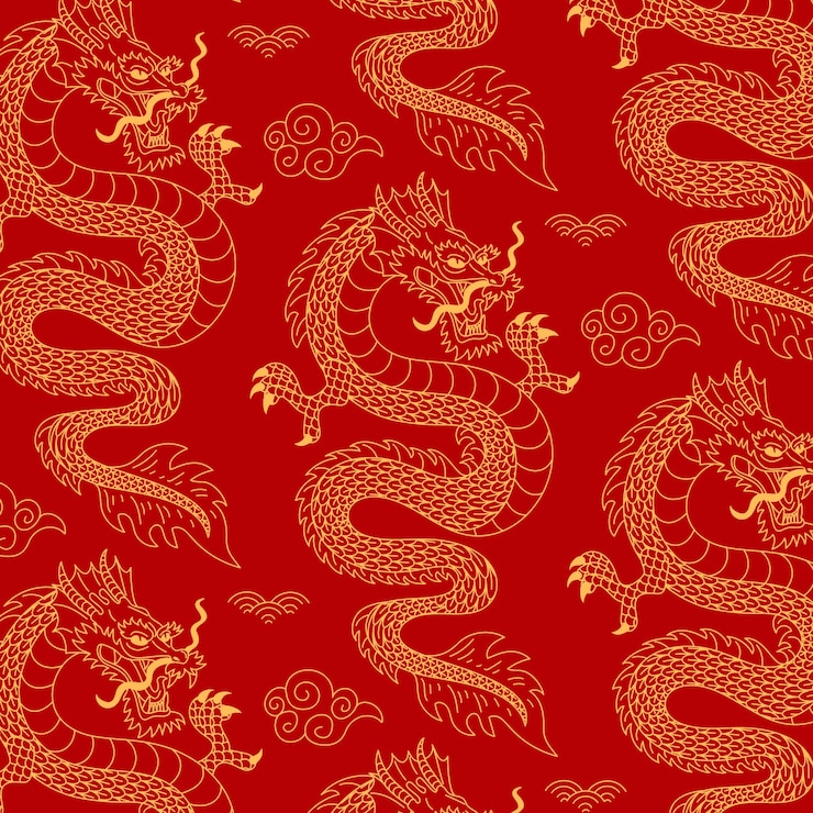 Free Vector hand drawn chinese dragon pattern design