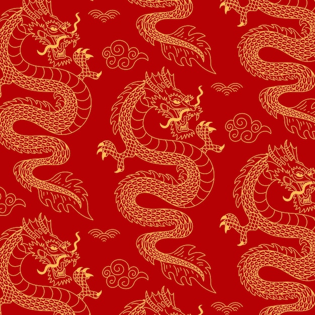 Hand drawn chinese dragon pattern design
