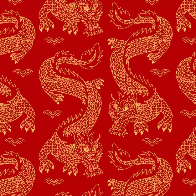 Free vector hand drawn chinese dragon pattern design