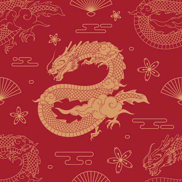 Free vector hand drawn chinese dragon pattern