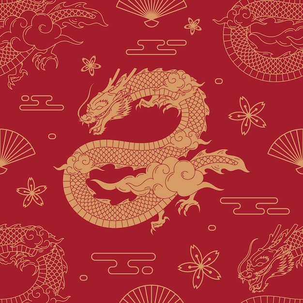手描きの中国のドラゴンのパターン