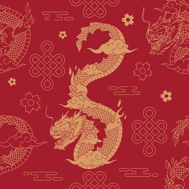 Free vector hand drawn chinese dragon pattern