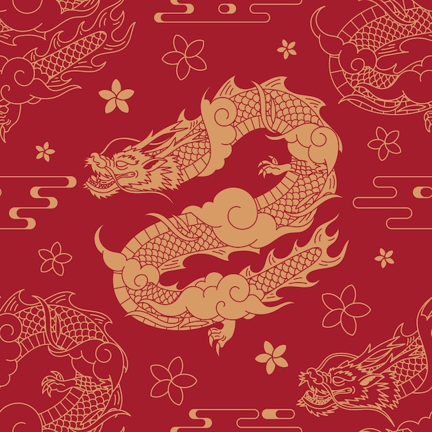 Free vector hand drawn chinese dragon pattern