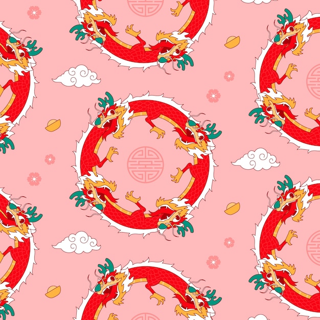 Free vector hand drawn chinese dragon pattern