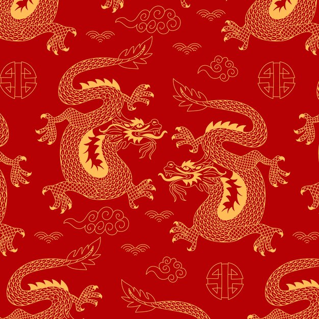 Hand drawn chinese dragon pattern