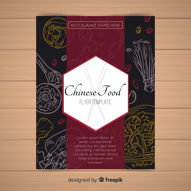 Free vector hand drawn chinese food flyer template