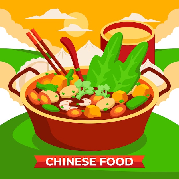 Hand drawn Chinese food illustration