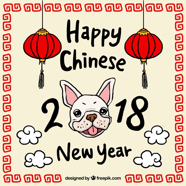 Free vector hand drawn chinese new year background