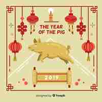 Free vector hand drawn chinese new year background