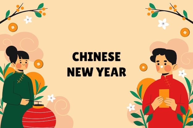 Free vector hand drawn chinese new year background