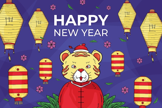 Free vector hand drawn chinese new year background