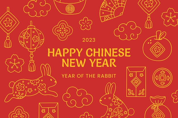 Hand drawn chinese new year background