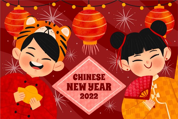 Hand drawn chinese new year background