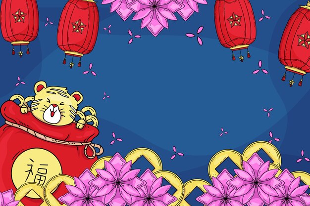 Hand drawn chinese new year background