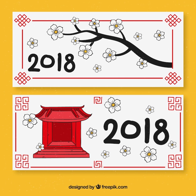 Free vector hand drawn chinese new year banners