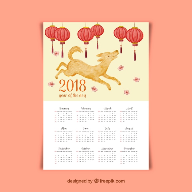 Hand drawn chinese new year calendar