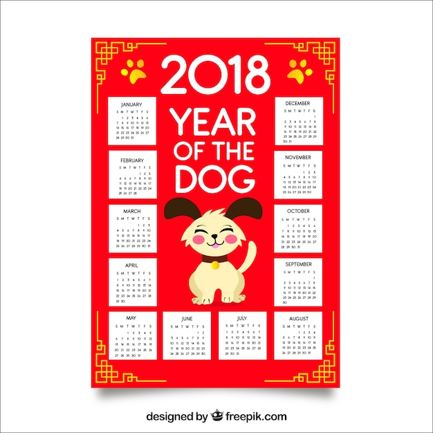 Free vector hand drawn chinese new year calendar