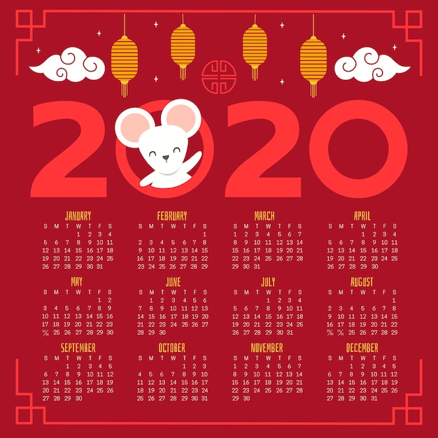 Free vector hand drawn chinese new year calendar