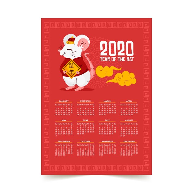 Hand drawn chinese new year calendar