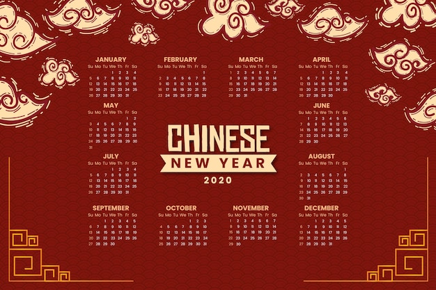 Hand drawn chinese new year calendar