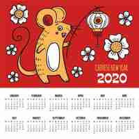 Free vector hand drawn chinese new year calendar