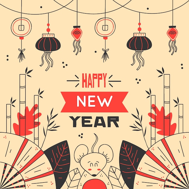 Free vector hand drawn chinese new year concept