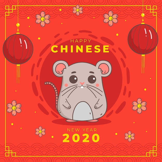 Hand drawn chinese new year concept