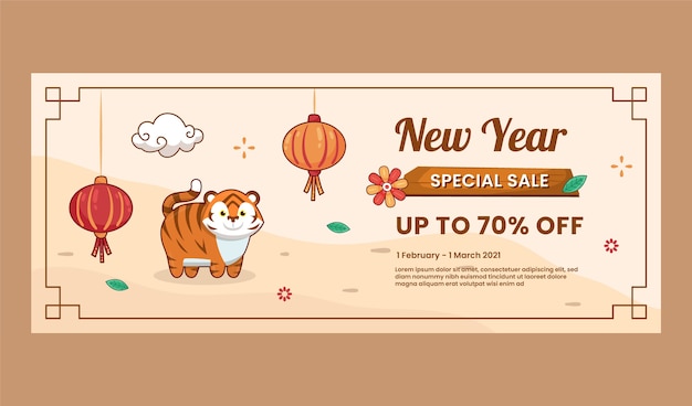 Free vector hand drawn chinese new year horizontal banner