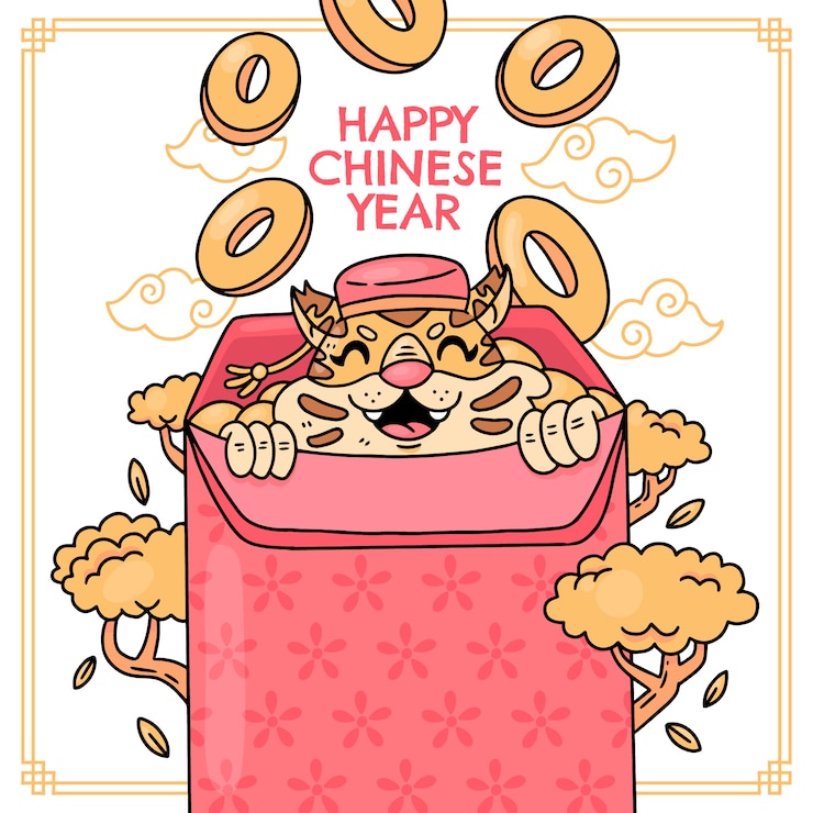 Free Vector hand drawn chinese new year illustration