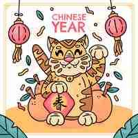 Free vector hand drawn chinese new year illustration