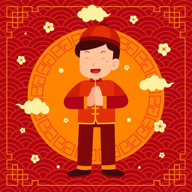 Free vector hand drawn chinese new year illustration