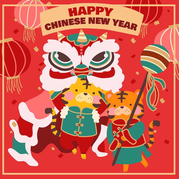 Hand drawn chinese new year illustration