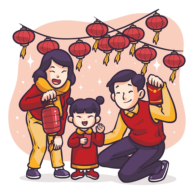 Hand drawn chinese new year illustration