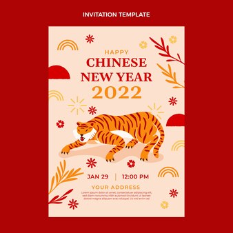 Hand drawn chinese new year invitation template