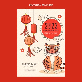 Hand drawn chinese new year invitation template