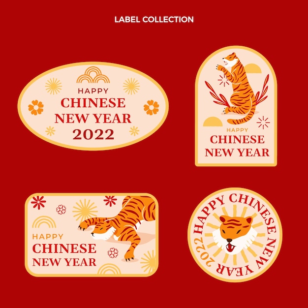 Hand drawn chinese new year labels collection