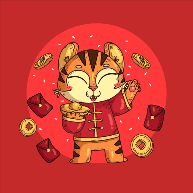 hand drawn chinese new year lucky money illustration
