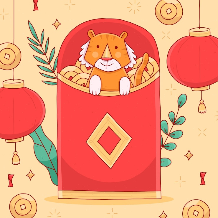Free Vector hand drawn chinese new year lucky money illustration