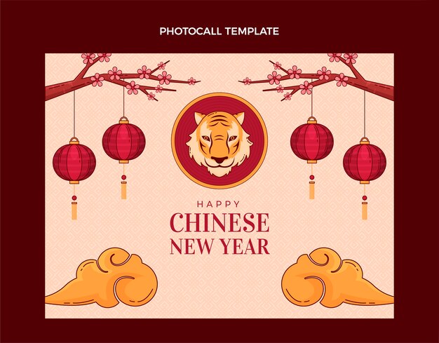 Hand drawn chinese new year photocall template