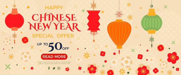 Free vector hand drawn chinese new year sale horizontal banner