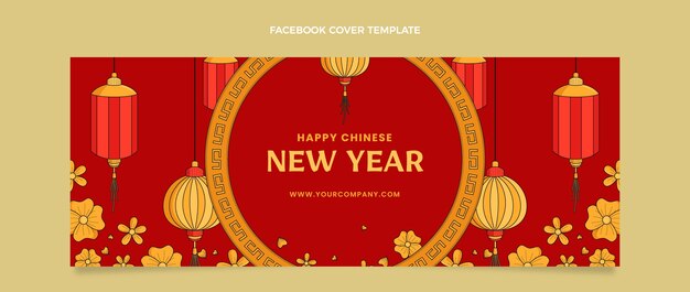 Hand drawn chinese new year social media cover template